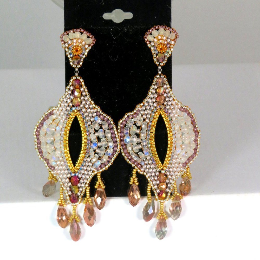 Moonstone 24K gold earrings handmade